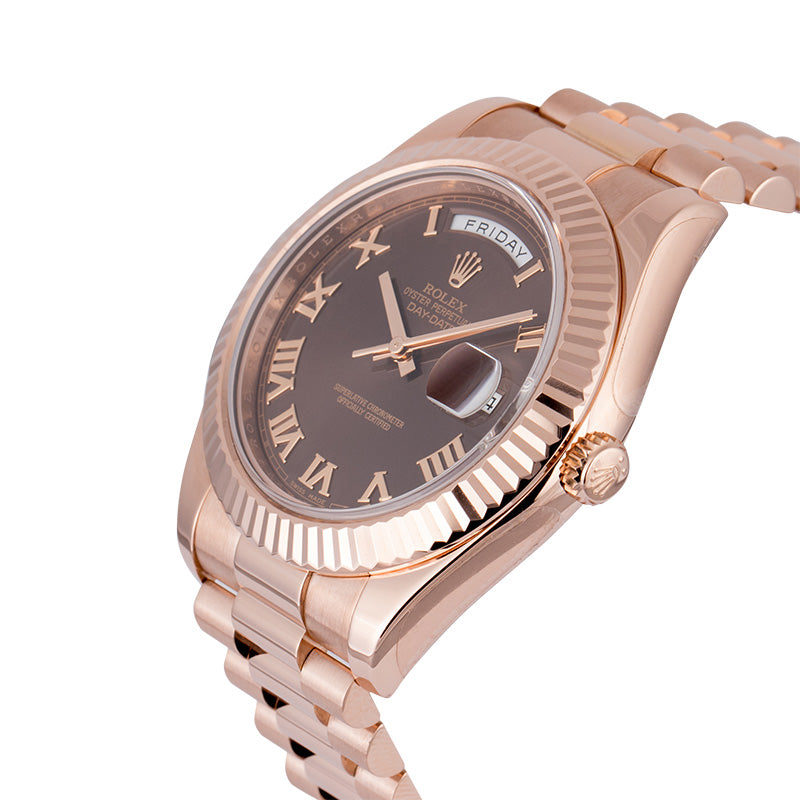 Rolex Day-Date 41mm 18ct Everose Gold Chocolate/Roman Dial 218235