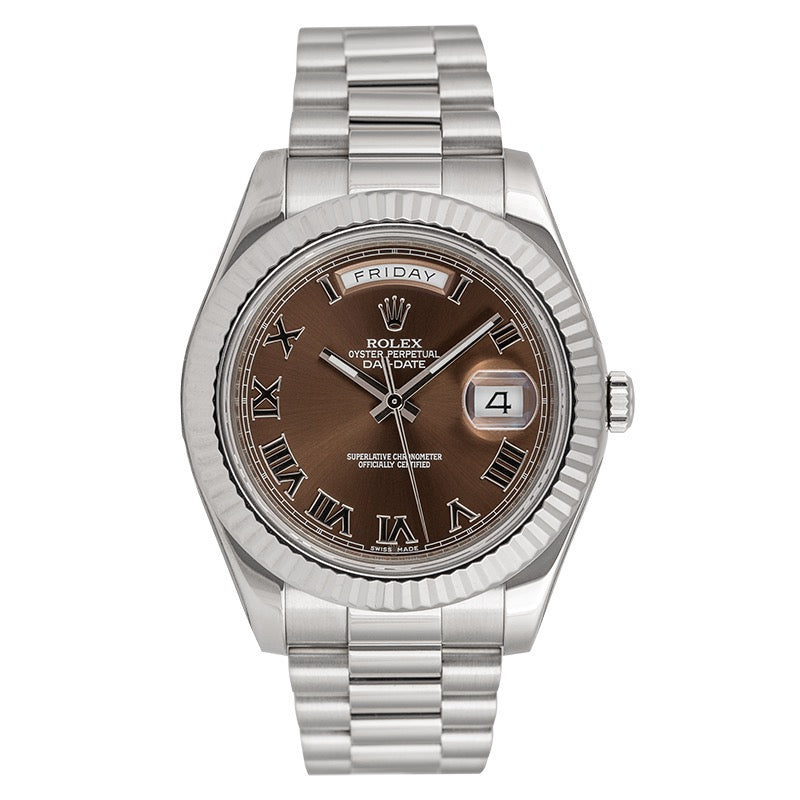 Rolex Day-Date 41mm 18ct White Gold Chocolate/Roman Dial 218239