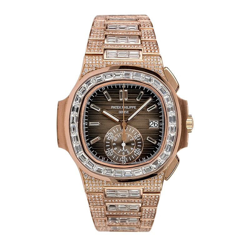 Custom Diamond Set Rose Gold Patek Philippe Nautilus 5980