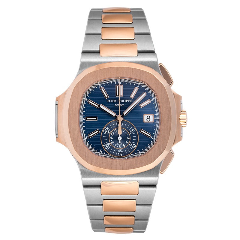 Pre-Owned Patek Philippe Nautilus 5980/1AR-001 Steel & Rose Gold Blue Dial