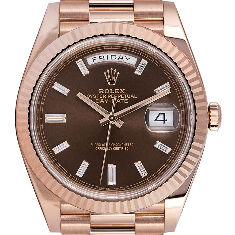 Rolex Day-Date 40 18ct Everose Gold Chocolate/Diamond Watch 228235