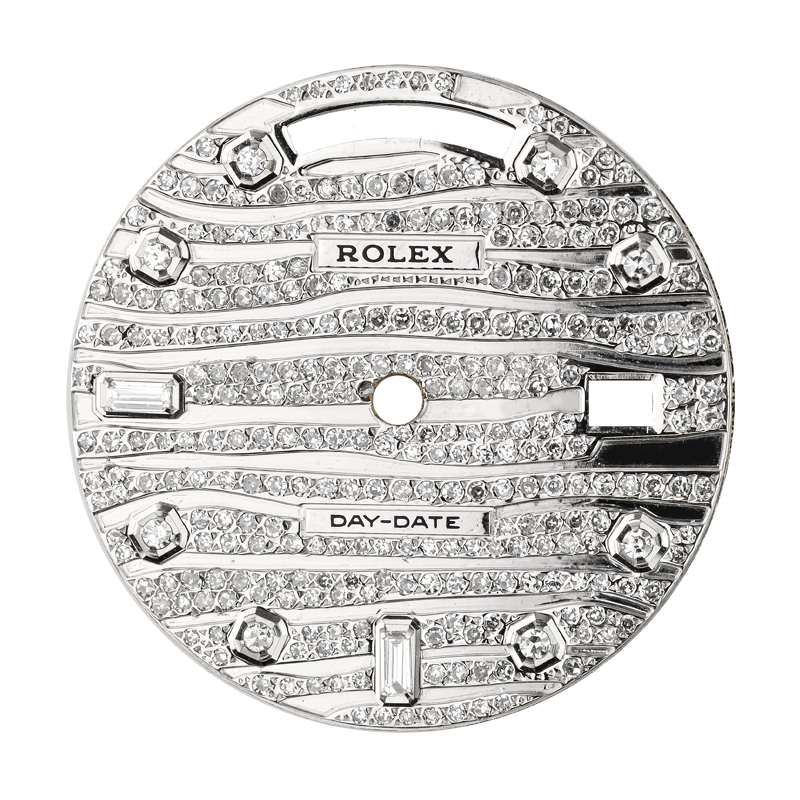 Rolex Day-Date 41mm Steel Wave Design Diamond Set Custom Dial