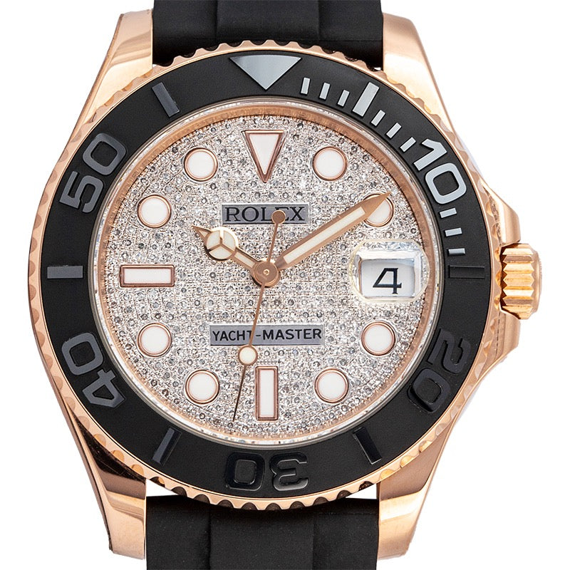 Rolex Yacht-Master 37 Rose Gold Custom Diamond Paved Dial 268655