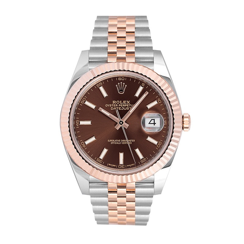 Rolex Datejust 41 Steel and 18ct Everose Gold Chocolate/Index Dial Jubilee 126331