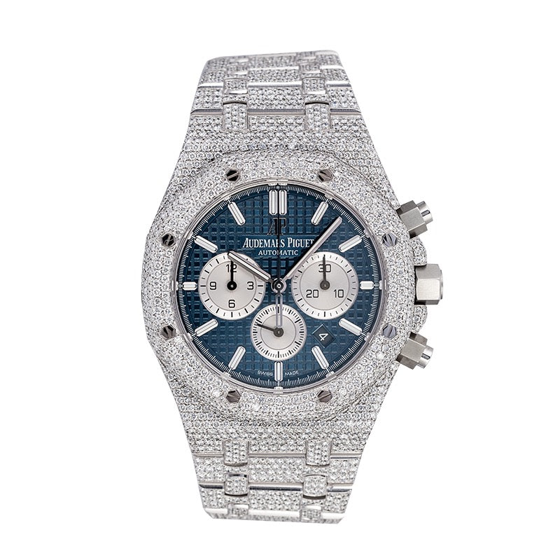 Custom Diamond Set Audemars Piguet Royal Oak Chronograph Steel with blue dial 26331ST.OO.1220ST.01