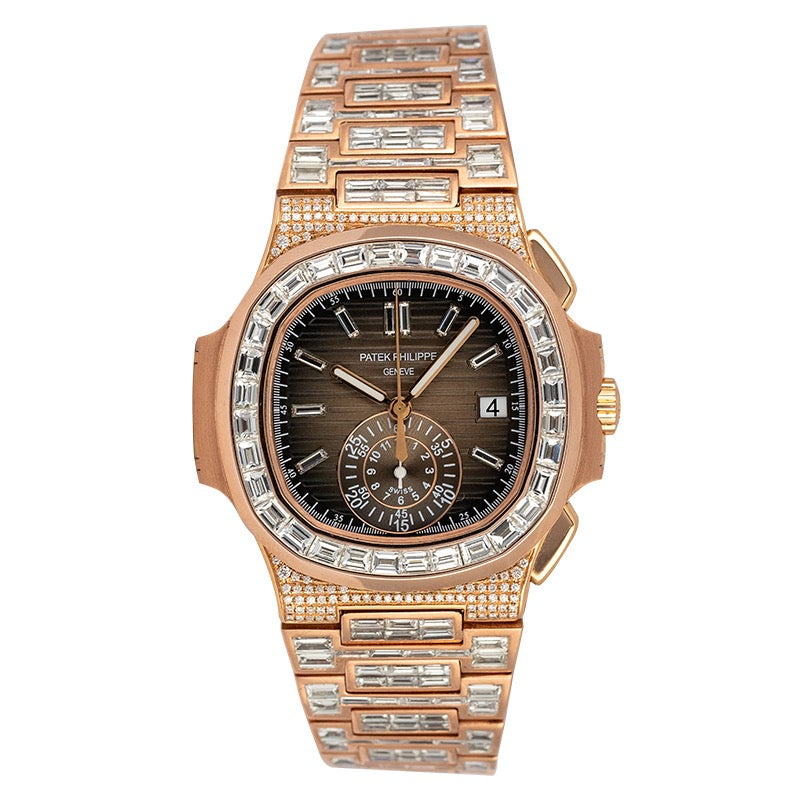 Custom Diamond Set Rose Gold Patek Philippe Nautilus 5980