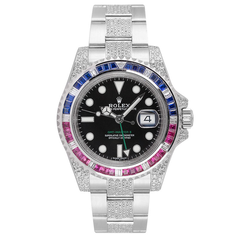 Rolex GMT-Master II Steel Custom Pepsi Bezel Diamond Set 116710LN