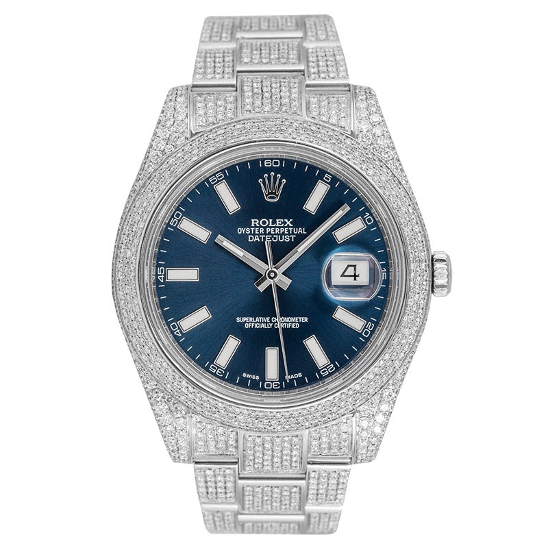 Rolex Datejust 41 Custom Diamond Set with Blue Dial 126300