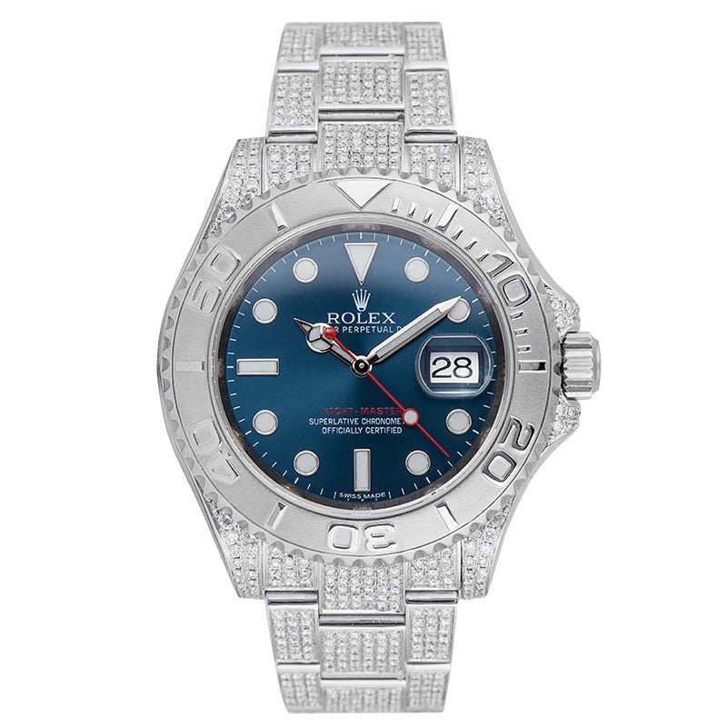 Rolex Yacht-Master 40 Steel Blue Dial Custom Micro Diamond Set 116622