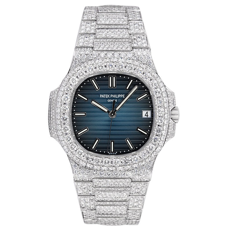 Custom Micro Diamond Set Patek Philippe Nautilus 5711 Blue Dial