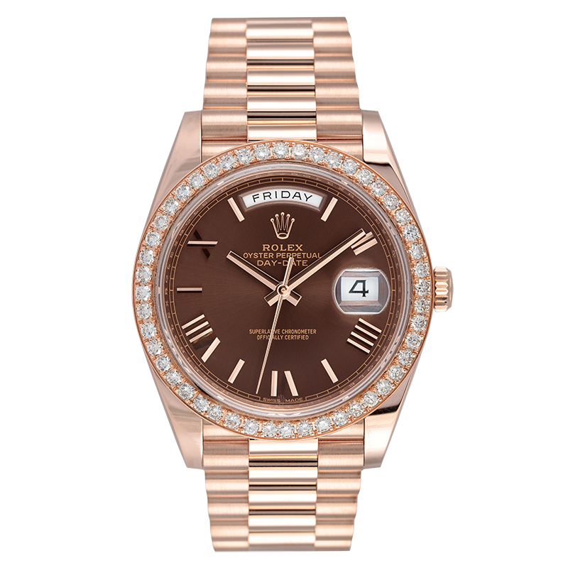 Rolex Day-Date 40 18ct Everose Gold with Custom Bezel 228235