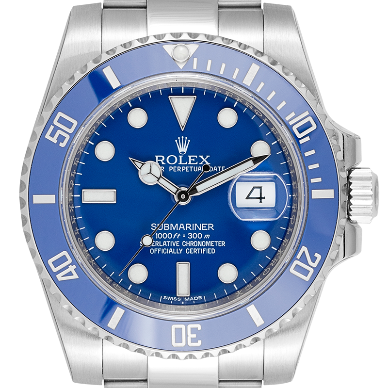 Rolex Submariner Date 18ct White Gold Watch Blue Dial 116619LB