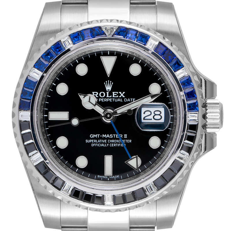 Rolex GMT-Master II Stainless Steel with Custom Black/Blue Bezel 116710BLNR