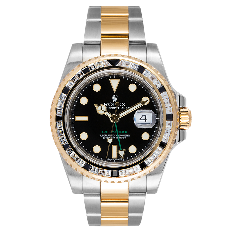 Rolex GMT-Master II Steel and Yellow Gold with custom White/Black bezel 116713LN