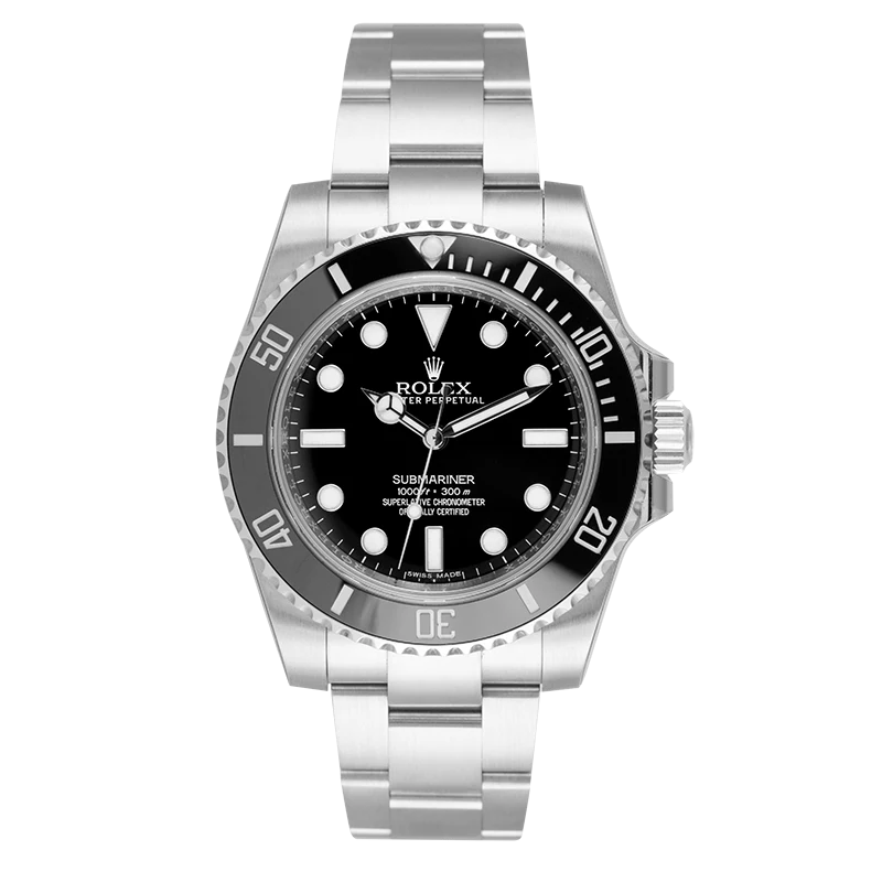 Full view of Rolex Submariner Stainless Steel Black Index 114060