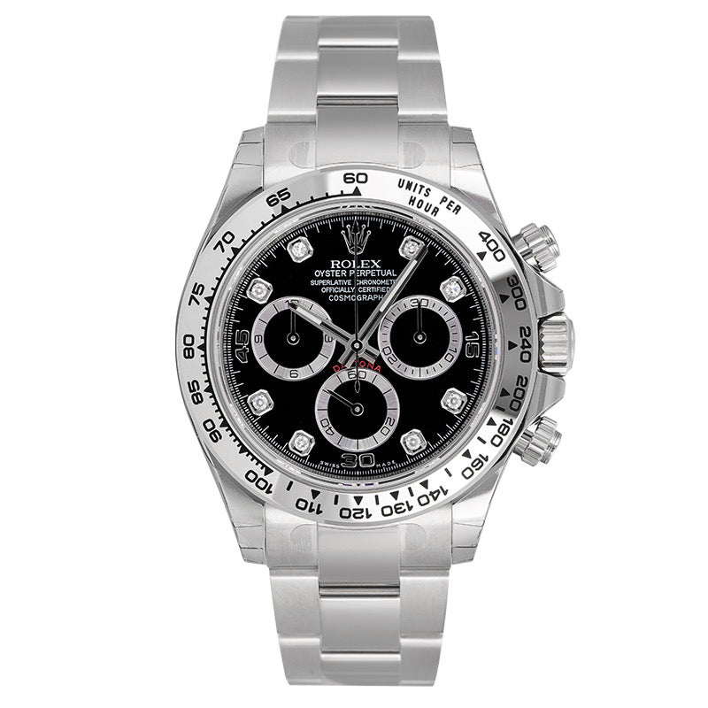 Rolex Daytona 18ct White Gold Black/Diamonds 116509