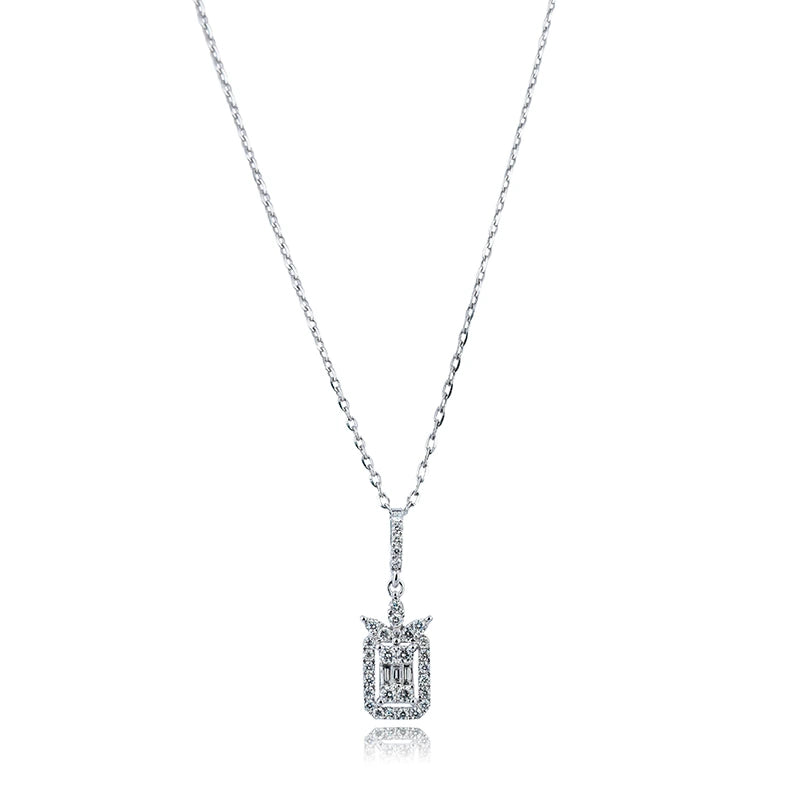 Full view - Custom Diamond Set 18ct White Gold Necklace