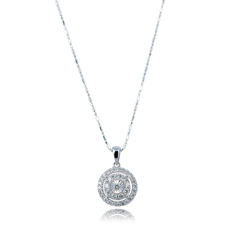 Full view - Custom Diamond Set 18ct White Gold Necklace