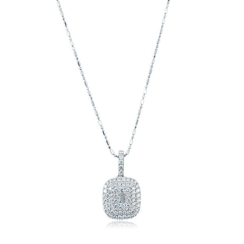 Full view - Custom Diamond Set 18ct White Gold Necklace