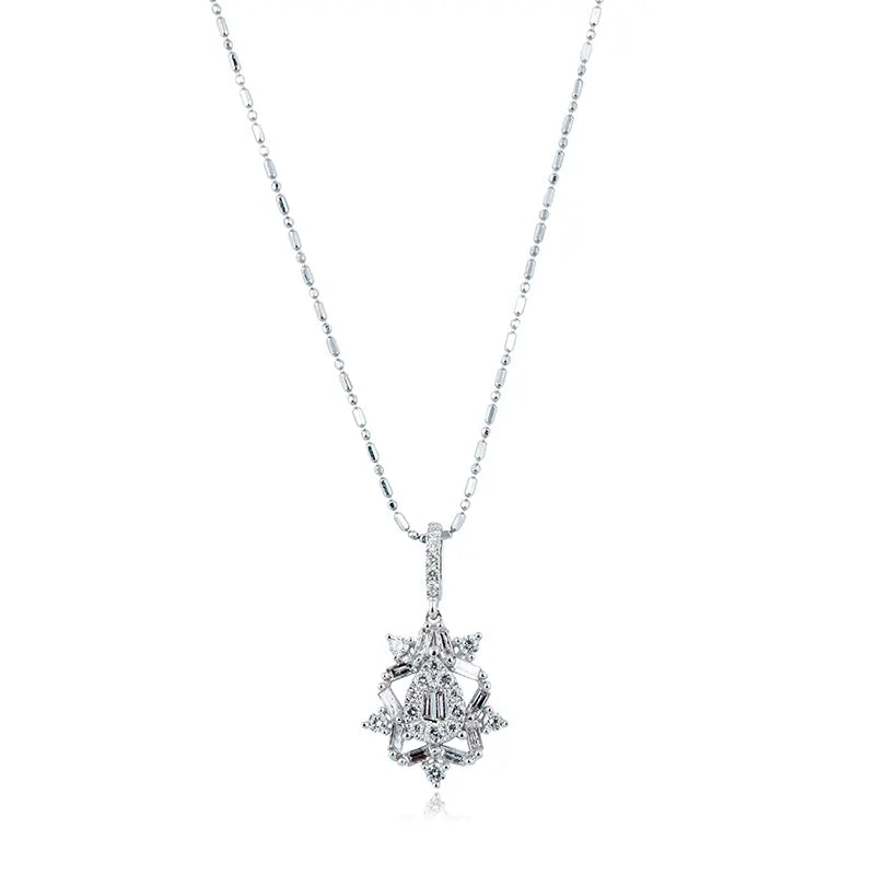 Full view - Custom Diamond Set 18ct White Gold Necklace