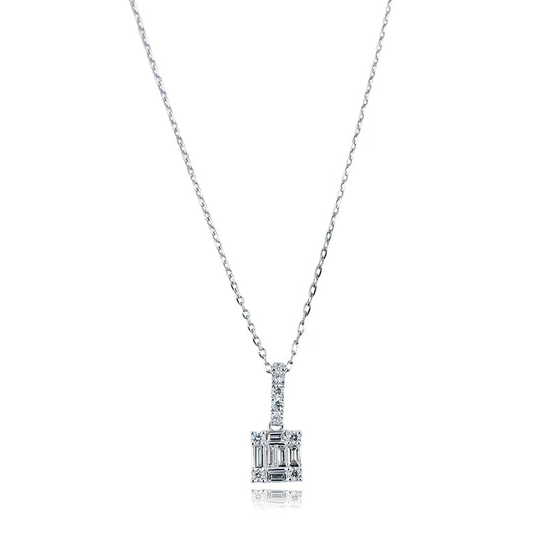 Full view - Custom Diamond Set 18ct White Gold Necklace