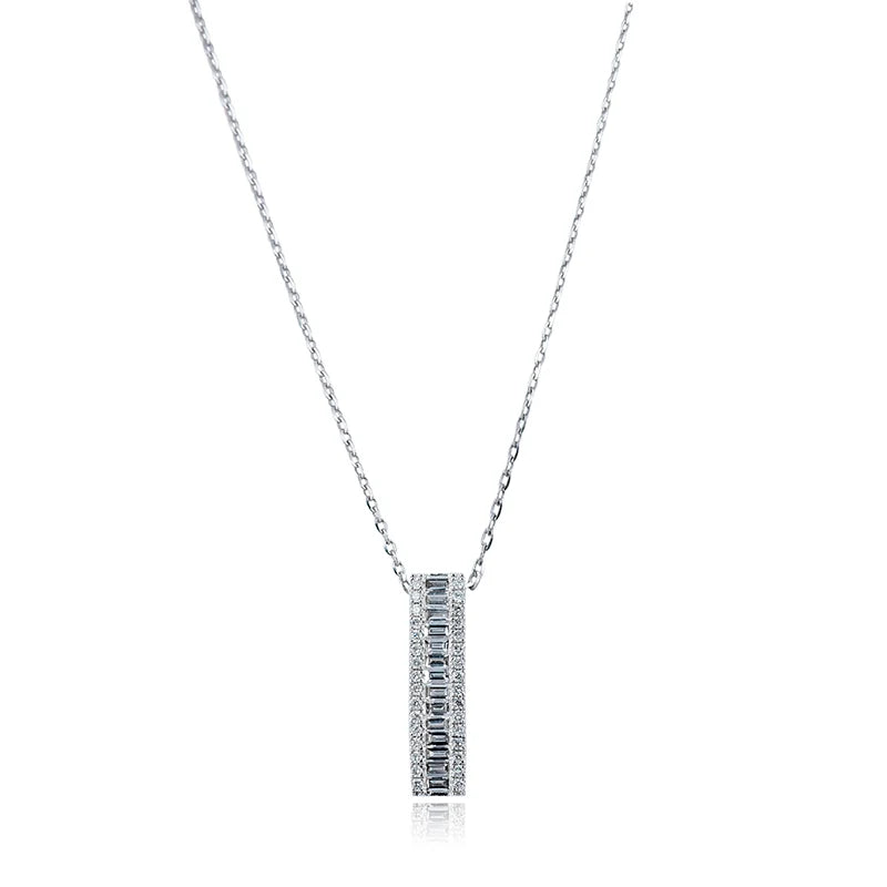 Full view - Custom Diamond Set 18ct White Gold Necklace