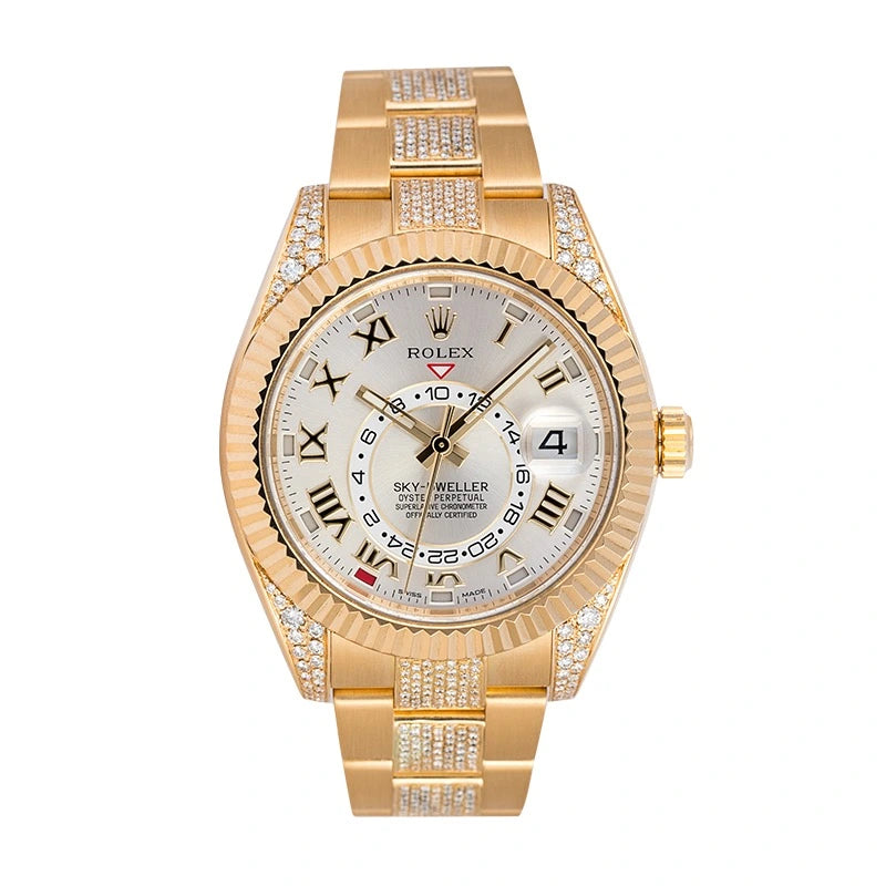 Full view of Rolex Sky-Dweller 326938 18ct Yellow Gold Silver Dial