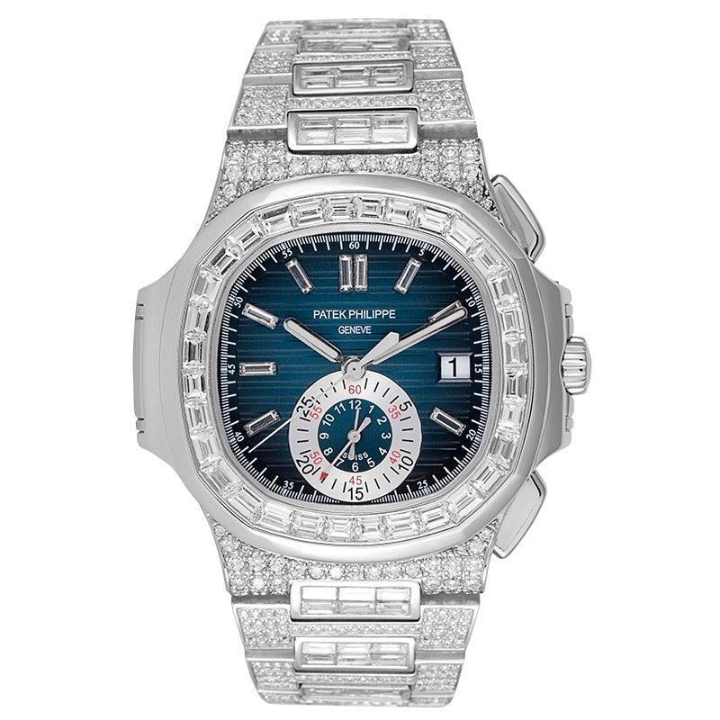 Patek Philippe Nautilus 5980 Stainless Steel Custom Diamond Set Blue/Diamonds