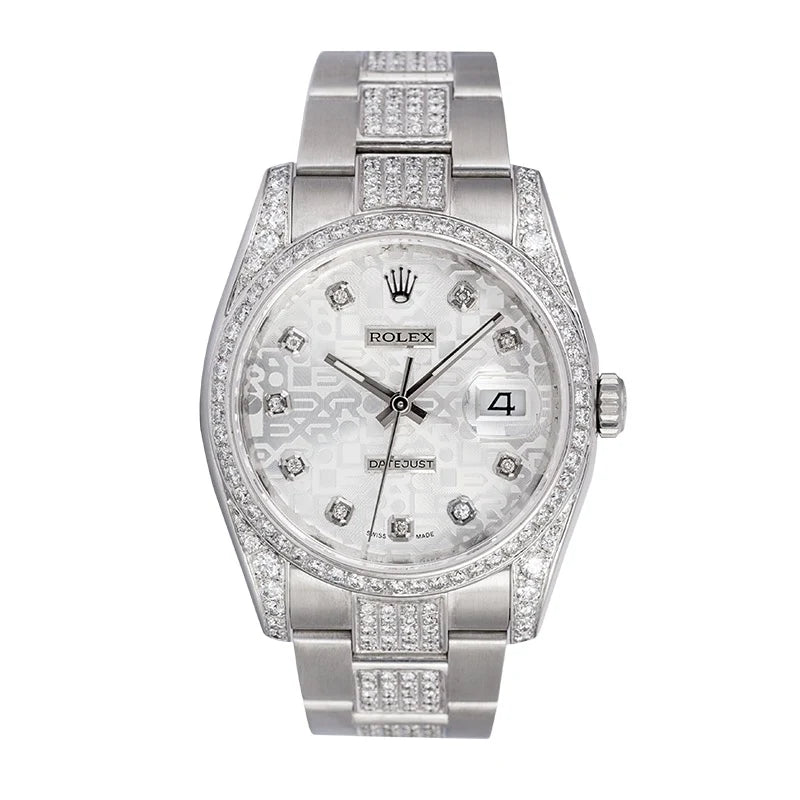 Full view of Custom Diamond Set Rolex Datejust 36 116200