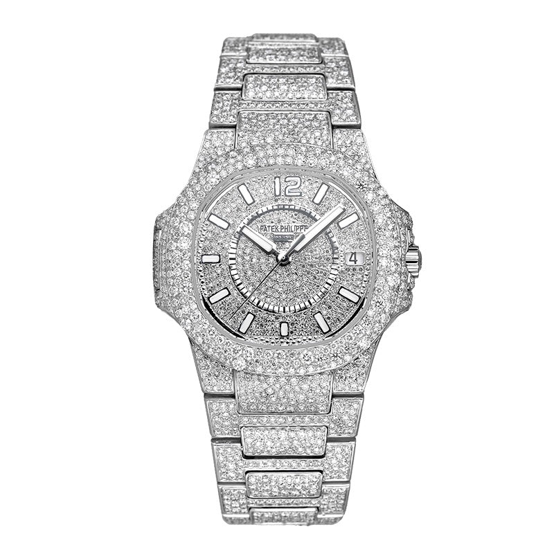 Custom Diamond Set Patek Philippe Ladies Nautilus 7011/1G-001 White Gold Watch