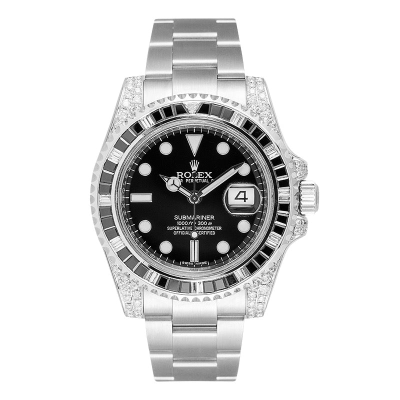 Rolex Submariner Date Diamond Set with Custom Black Bezel 116610LN