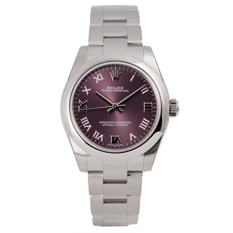 Rolex Oyster Perpetual 31 Steel Red Grape/Roman 177200