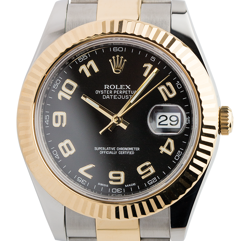 Rolex DateJust II 41mm Steel/Gold Black/Arabic Oyster 116333