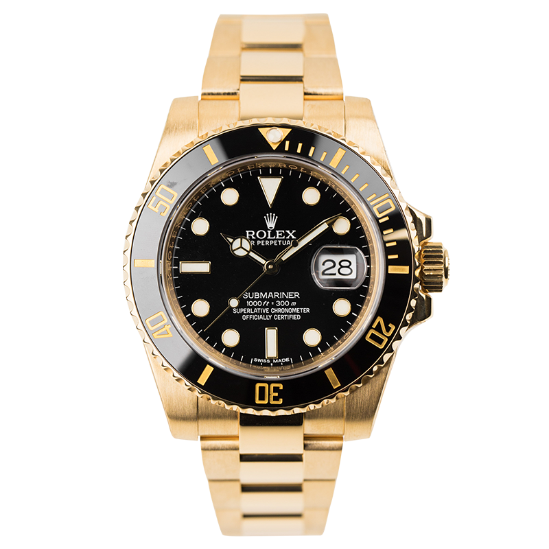 Rolex Submariner 18ct Yellow Gold Black Dial And Bezel 116618LN