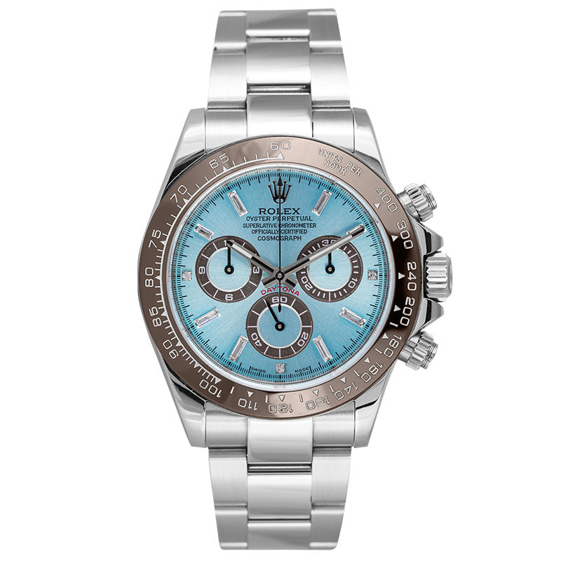 Rolex Daytona in Steel with Custom Ice Blue/Diamonds Dial and Custom Bezel 116520