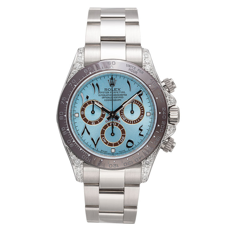 Rolex Daytona 18ct White Gold Diamond Set with Custom Arabic-indic Dial and Custom Bezel 116509