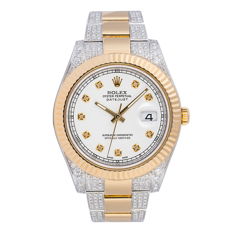 Rolex Datejust II in steel and 18ct yellow gold custom diamond set 116333