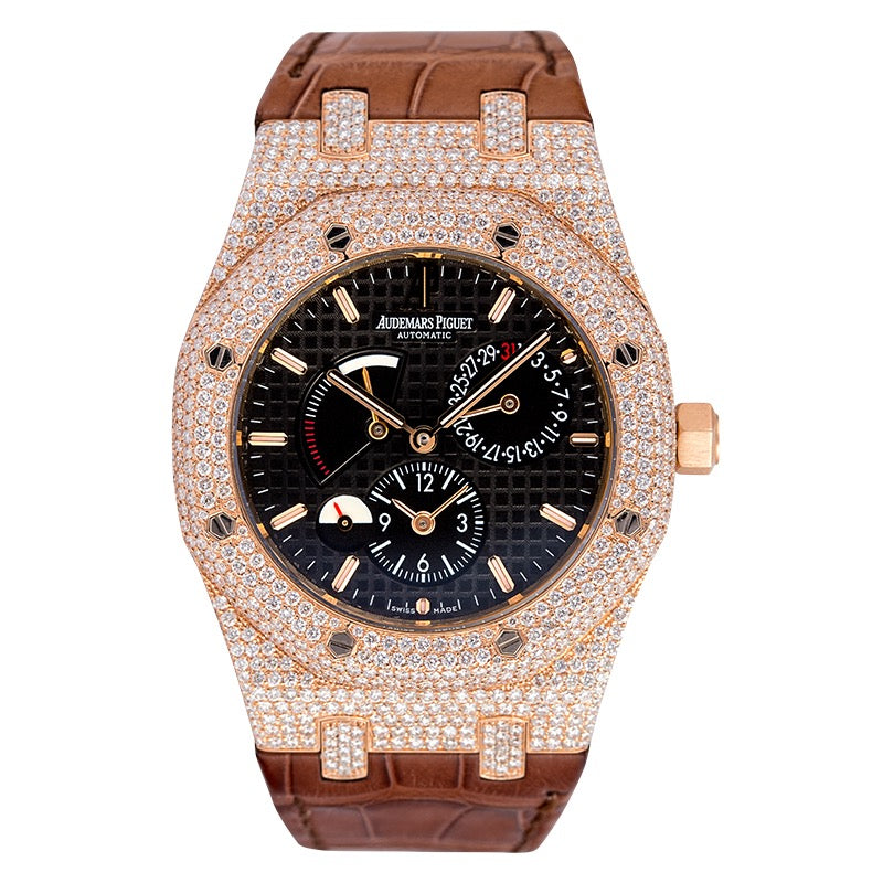 Custom Diamond Set Audemars Piguet Royal Oak Dual Time Rose Gold