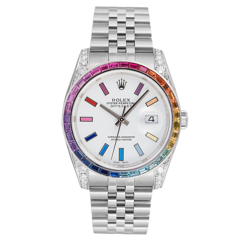 Rolex Datejust 36 Custom Diamond Set with Rainbow Bezel and Dial