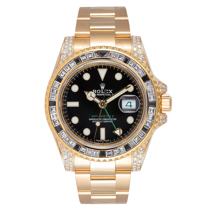 Rolex GMT-Master II 18ct Yellow Gold with Custom Diamond Bezel 116718LN