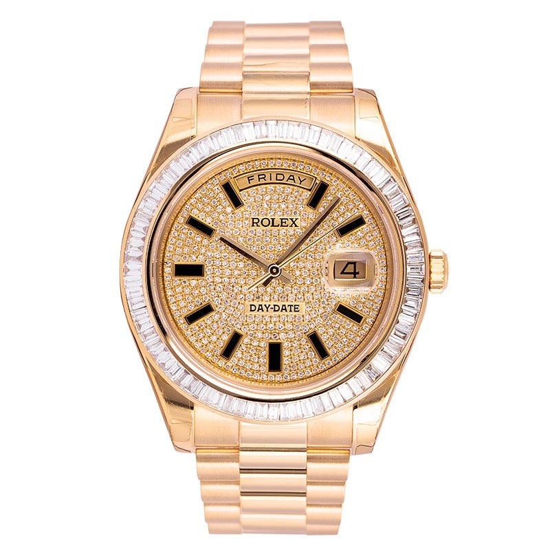 Rolex Day-Date 41 18ct Yellow Gold with Custom Diamond Set Bezel and Dial 218238