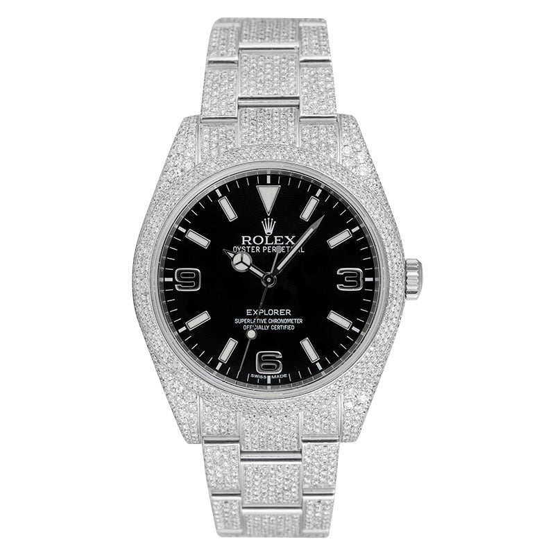 Rolex Explorer Steel custom Diamond Set 214270