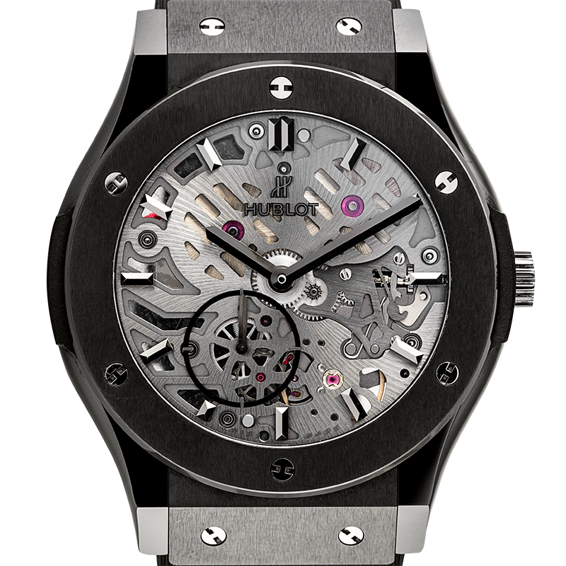 Hublot Classic Fusion All-Black Openwork Dial Rubber Strap 515.CM.0140.LR