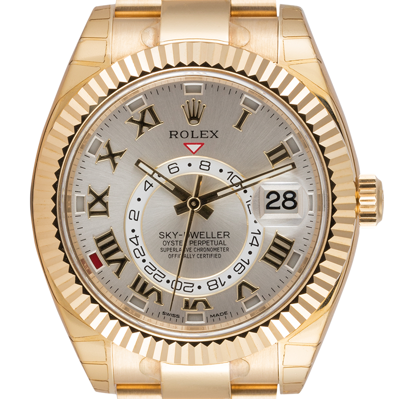 Rolex Sky-Dweller Yellow Gold Silver/Roman 326938