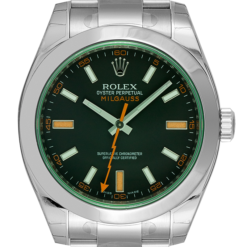 Rolex Milgauss Stainless Steel Black Dial Green Glass 116400GV