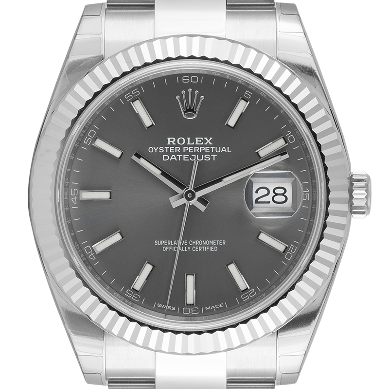 Rolex Datejust 41 Stainless Steel and White Gold Dark Rhodium/Index Oyster 126334