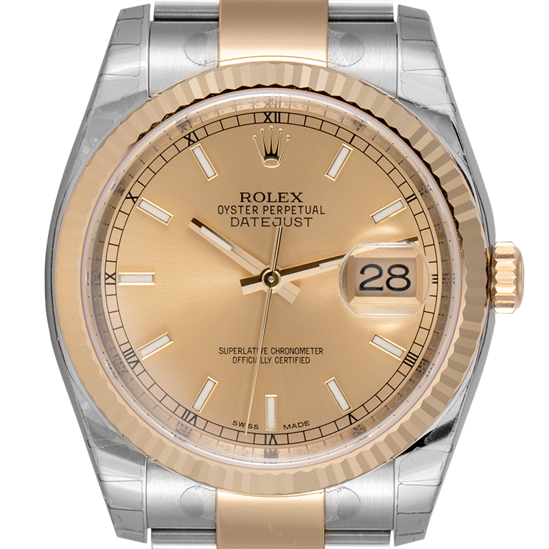 Rolex DateJust 36 Steel & Yellow Gold Champagne Dial Oyster 116233