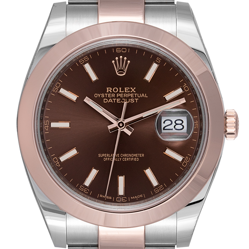 Rolex DateJust 41 Steel & Everose Gold Index Chocolate Dial Oyster 126301