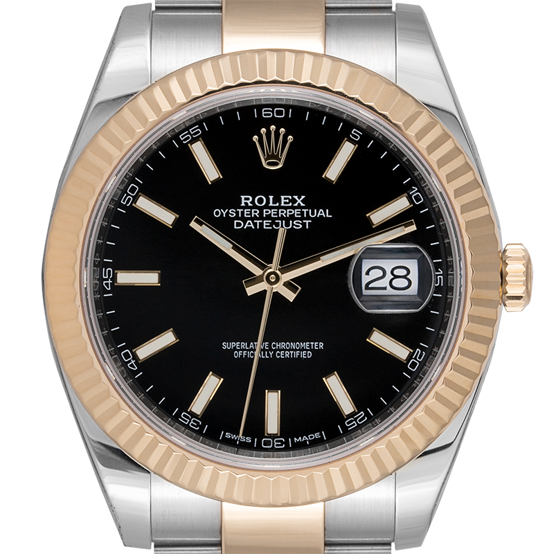 Rolex DateJust 41 Steel & Yellow Gold Index Black Dial Oyster 126333