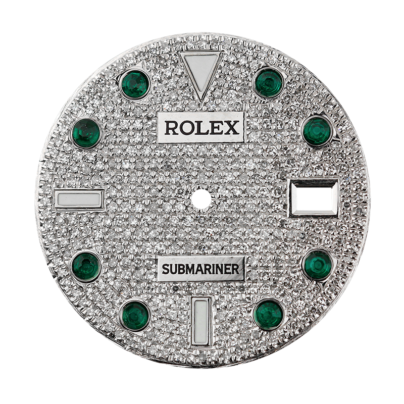 Rolex Submariner 40mm Diamond Pavé/Green Precious Stone Hour Marker Custom Dial